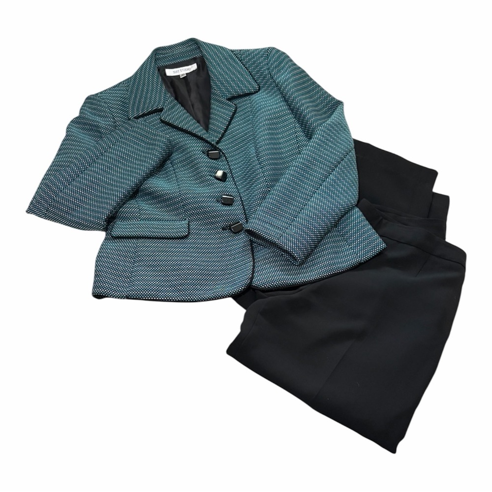 Suit Studio Blazer and Pants Set Women’s Size 10 Petite Teal and Black